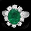 Image 1 : 14K WHITE GOLD 3.00CT EMERALD 1.10CT DIAMOND RING