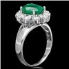 Image 2 : 14K WHITE GOLD 3.00CT EMERALD 1.10CT DIAMOND RING