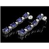 Image 2 : 14K WHITE GOLD 6.00CT SAPPHIRE 0.30CT DIAMOND EARRINGS