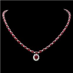 14K WHITE GOLD 32CT RUBY 2.50CT DIAMOND NECKLACE