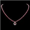 Image 1 : 14K WHITE GOLD 32CT RUBY 2.50CT DIAMOND NECKLACE