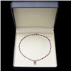 Image 7 : 14K WHITE GOLD 32CT RUBY 2.50CT DIAMOND NECKLACE