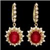 Image 1 : 14K YELLOW GOLD 10.00CT RUBY 1.60CT DIAMOND EARRINGS