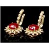 Image 2 : 14K YELLOW GOLD 10.00CT RUBY 1.60CT DIAMOND EARRINGS