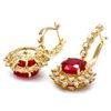 Image 3 : 14K YELLOW GOLD 10.00CT RUBY 1.60CT DIAMOND EARRINGS