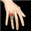 Image 4 : 14K YELLOW GOLD 4.00CT CORAL 1.40CT DIAMOND RING