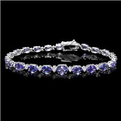 14K WHITE GOLD 11.00CT TANZANITE 0.75CT DIAMOND BRACELET