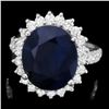 Image 1 : 14K WHITE GOLD 10.00CT SAPPHIRE 1.30CT DIAMOND RING