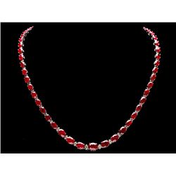 14K WHITE GOLD 37.00CT RUBY 1.45CT DIAMOND NECKLACE