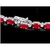 Image 2 : 14K WHITE GOLD 37.00CT RUBY 1.45CT DIAMOND NECKLACE