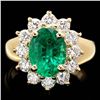 Image 1 : 14K YELLOW GOLD 2.70CT EMERALD 1.30CT DIAMOND RING