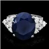 Image 1 : 14K WHITE GOLD 10.00CT SAPPHIRE 1.10CT DIAMOND RING