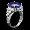 Image 2 : 14K WHITE GOLD 10.00CT SAPPHIRE 1.10CT DIAMOND RING