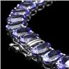 Image 3 : 14K WHITE GOLD 64.5CT TANZANITE 1.60CT DIAMOND NECKLACE