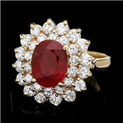 14K YELLOW GOLD 3.00CT RUBY 1.60CT DIAMOND RING