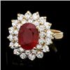 Image 1 : 14K YELLOW GOLD 3.00CT RUBY 1.60CT DIAMOND RING