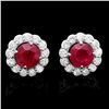 Image 1 : 14K WHITE GOLD 3.80CT RUBY 1.20CT DIAMOND EARRINGS