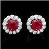 Image 1 : 14K WHITE GOLD 3.80CT RUBY 1.20CT DIAMOND EARRINGS