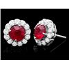 Image 2 : 14K WHITE GOLD 3.80CT RUBY 1.20CT DIAMOND EARRINGS