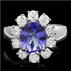 14K WHITE GOLD 2.30CT TANZANITE 1.25CT DIAMOND RING