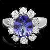 Image 1 : 14K WHITE GOLD 2.30CT TANZANITE 1.25CT DIAMOND RING