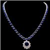 Image 1 : 14K WHITE GOLD 58CT SAPPHIRE 1.15CT DIAMOND NECKLACE