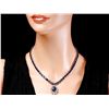 Image 3 : 14K WHITE GOLD 58CT SAPPHIRE 1.15CT DIAMOND NECKLACE