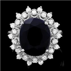 14K WHITE GOLD 6.84CT SAPPHIRE 0.67CT DIAMOND RING