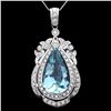 Image 1 : 14K WHITE GOLD 16CT AQUAMARINE 2CT DIAMOND PENDANT