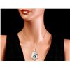 Image 2 : 14K WHITE GOLD 16CT AQUAMARINE 2CT DIAMOND PENDANT