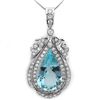 Image 3 : 14K WHITE GOLD 16CT AQUAMARINE 2CT DIAMOND PENDANT