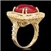 Image 2 : 14K YELLOW GOLD 16.35CT RUBY 2.20CT DIAMOND RING