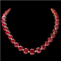 14K YELLOW GOLD 137CT RUBY 4.00CT DIAMOND NECKLACE