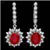 Image 1 : 14K WHITE GOLD 8.00CT RUBY 1.40CT DIAMOND EARRINGS