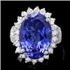 Image 1 : 18K WHITE GOLD 14.00CT TANZANITE 1.50CT DIAMOND RING