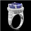 Image 2 : 18K WHITE GOLD 14.00CT TANZANITE 1.50CT DIAMOND RING