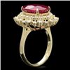 Image 2 : 14K YELLOW GOLD 8.00CT RUBY 1.45CT DIAMOND RING