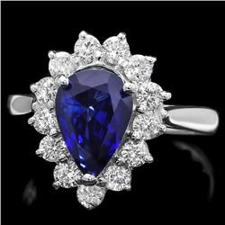 14K WHITE GOLD 2.07CT SAPPHIRE 0.75CT DIAMOND RING