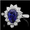 Image 1 : 14K WHITE GOLD 2.07CT SAPPHIRE 0.75CT DIAMOND RING