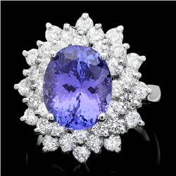 14K WHITE GOLD 5.00CT TANZANITE 2.30CT DIAMOND RING