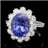 Image 1 : 14K WHITE GOLD 5.00CT TANZANITE 1.40CT DIAMOND RING