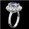 Image 2 : 14K WHITE GOLD 5.00CT TANZANITE 1.40CT DIAMOND RING