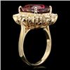 Image 2 : 14K YELLOW GOLD 8CT TOURMALINE 1.50CT DIAMOND RING