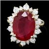 Image 1 : 14K YELLOW GOLD 9.5CT RUBY 1.80CT DIAMOND RING