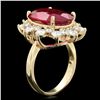 Image 2 : 14K YELLOW GOLD 9.5CT RUBY 1.80CT DIAMOND RING