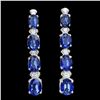 Image 1 : 14K WHITE GOLD 7CT SAPPHIRE 0.33CT DIAMOND EARRINGS