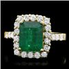 Image 1 : 18K YELLOW GOLD 3.50CT EMERALD 1CT DIAMOND RING