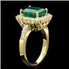 Image 2 : 18K YELLOW GOLD 3.50CT EMERALD 1CT DIAMOND RING