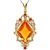 Image 2 : 14K YELLOW GOLD 15CT CITRINE 0.70CT DIAMOND PENDANT