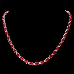 14K WHITE GOLD 41.00CT RUBY 2.00CT DIAMOND NECKLACE